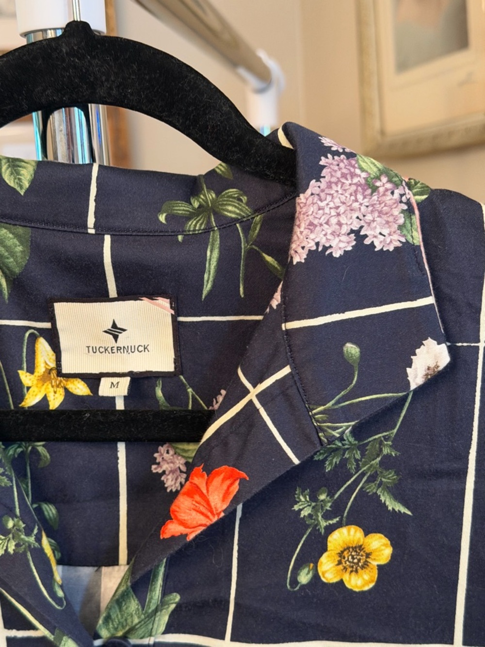 Tuckernuck Navy Floral Grid Shirt Dress - Picture 2 of 3